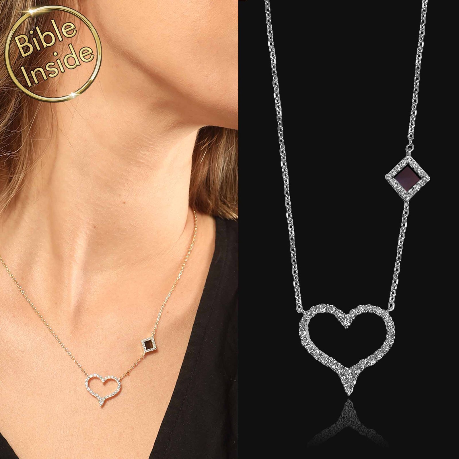 Christmas Gifts for Pregnant Wife - Infinity Necklace in Gold and Silver with Bible Inside - My Nano Jewelry